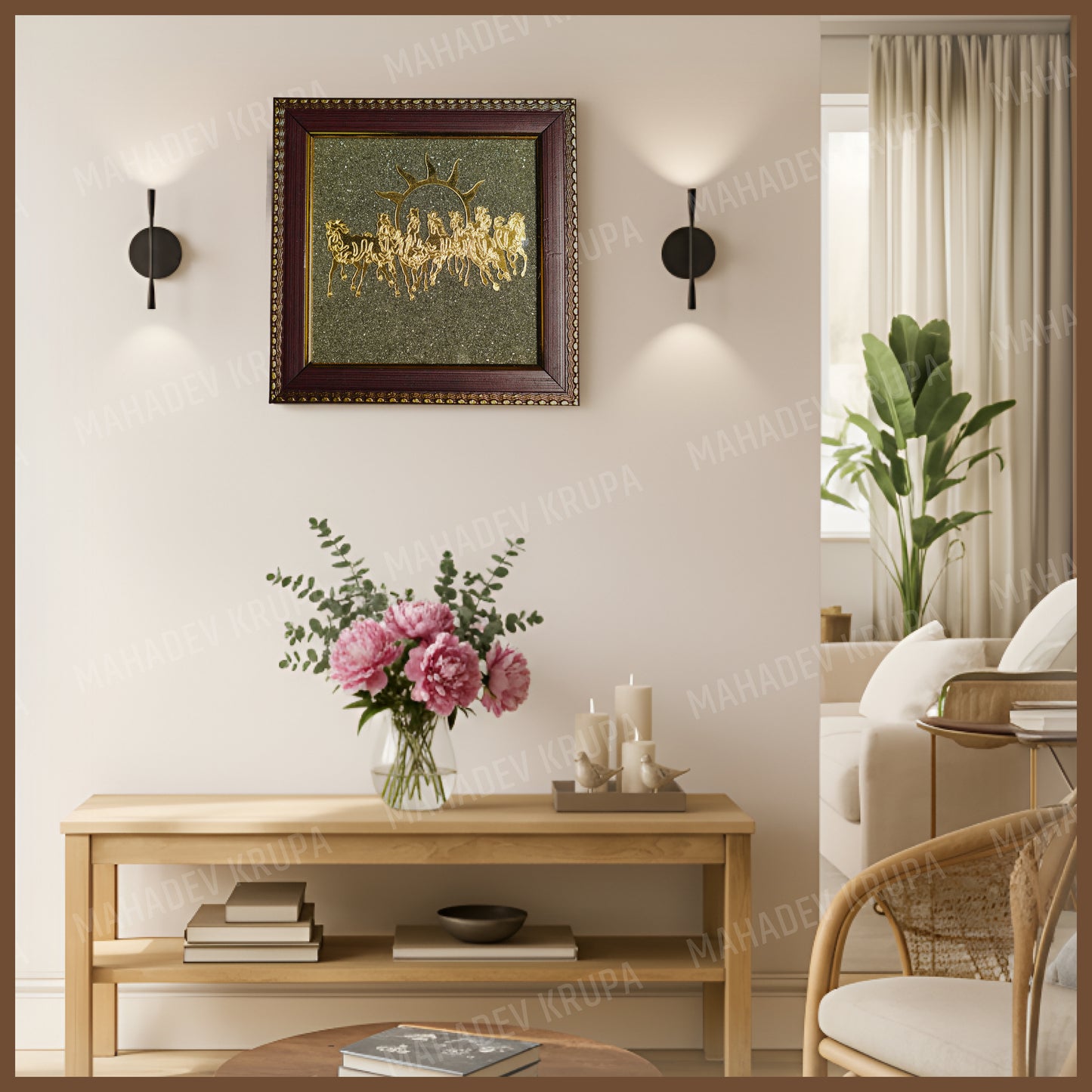 7 Horse Pyrite Frame – Speed, Success & Prosperity