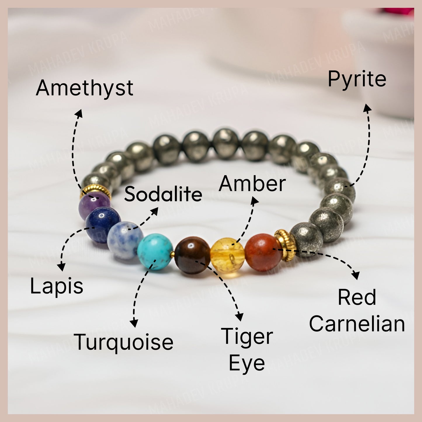 7 Chakra + Pyrite Bracelet – Balance, Abundance & Spiritual Power
