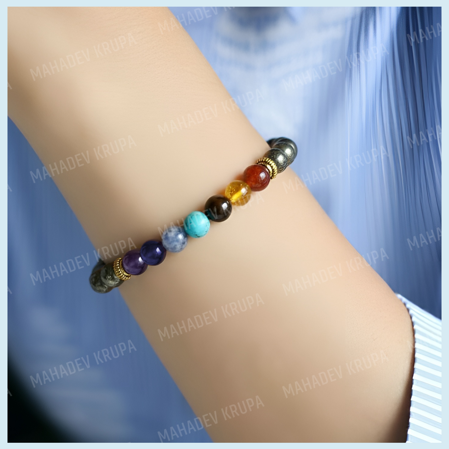 7 Chakra + Pyrite Bracelet – Balance, Abundance & Spiritual Power