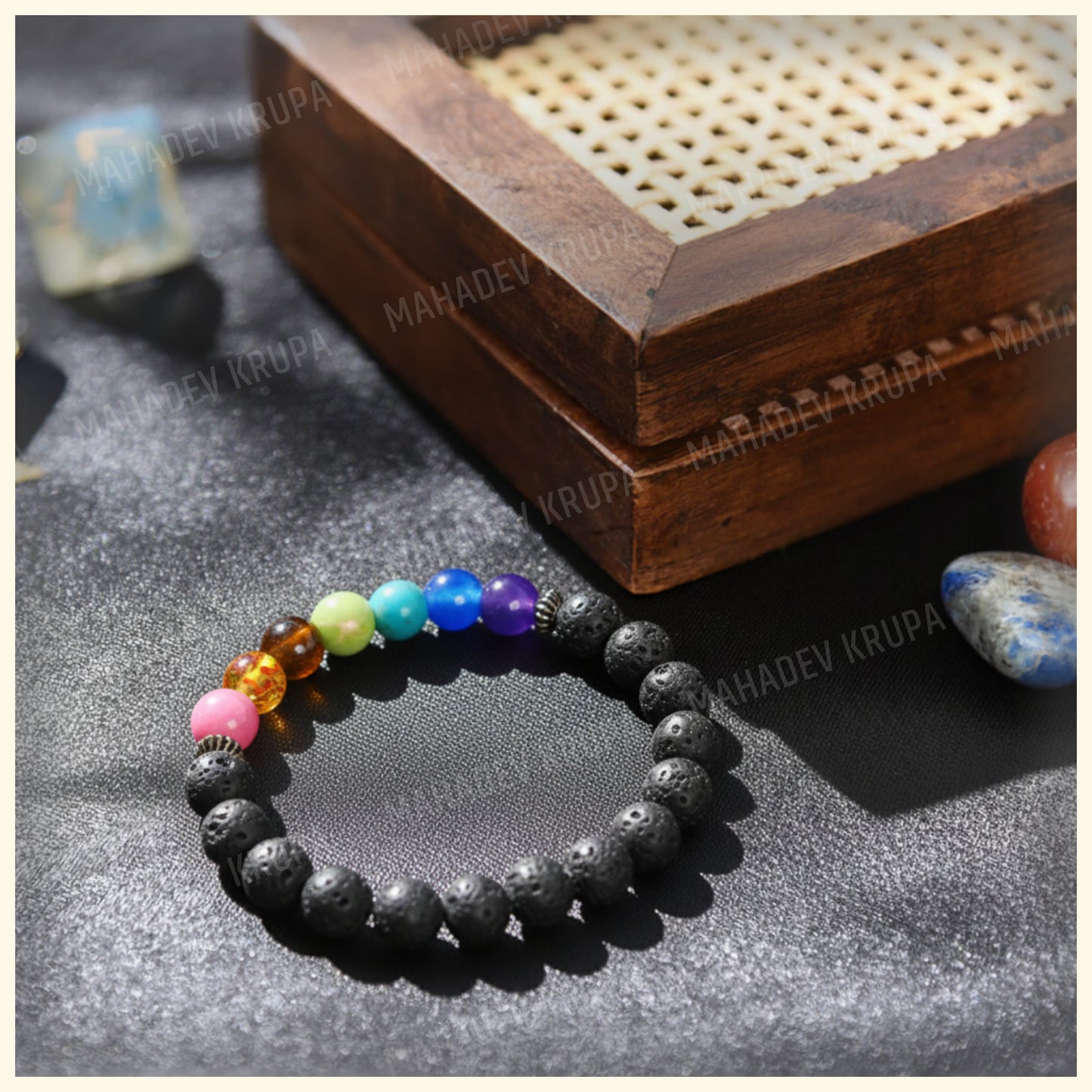 7 Chakra + Lava Bracelet – Balance, Healing & Positive Energy