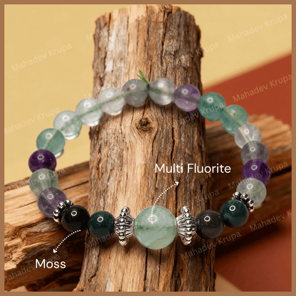 Multi Fluorite and Moss Agate Bracelet
