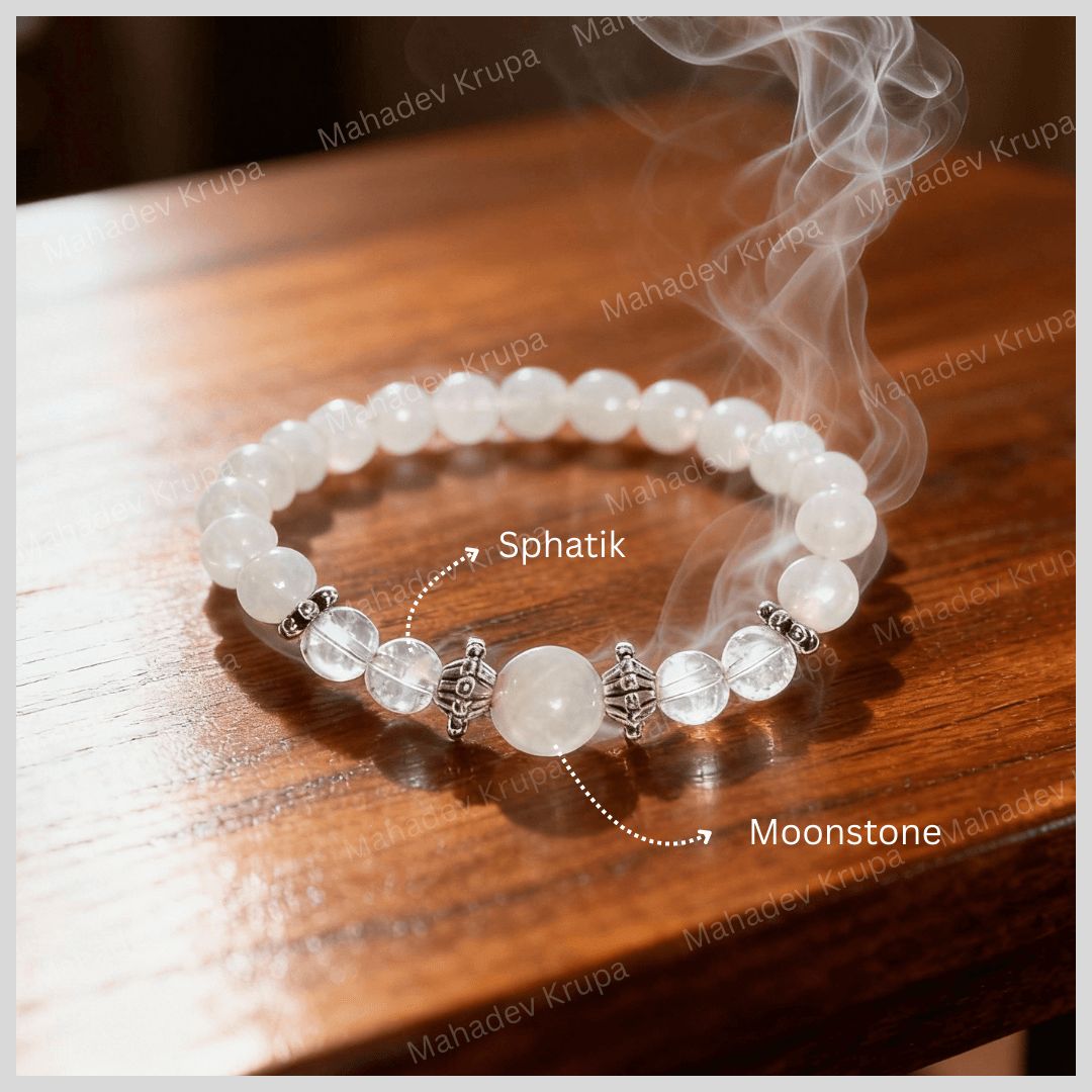 Moonstone and Sphatik Bracelet