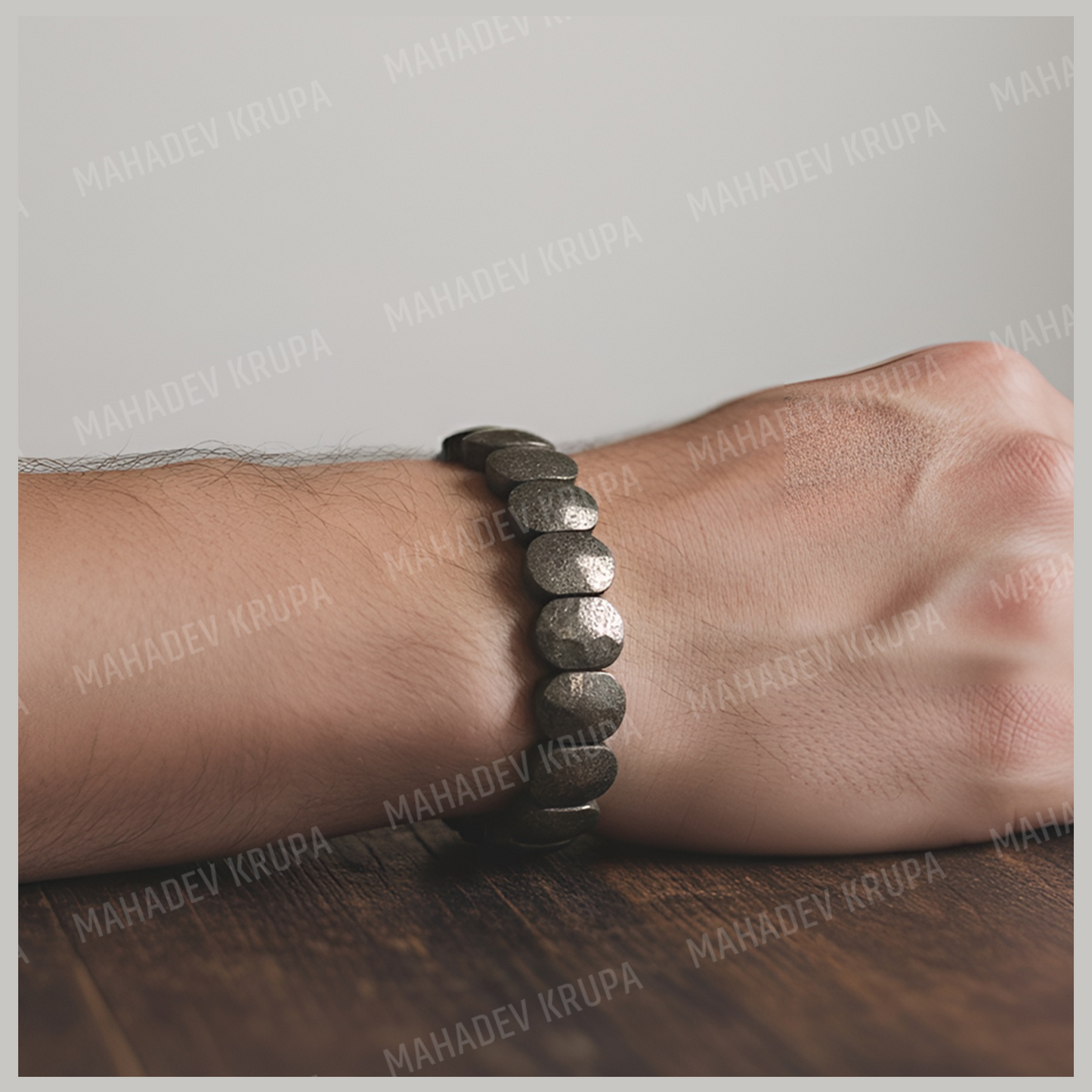 Oval Pyrite Bracelet – Attract Wealth & Positivity | Energized in Ujjain, Blessed by Mahakal