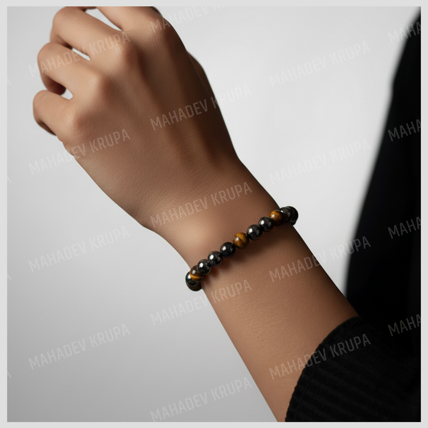 Triple Protection Bracelet – Tiger Eye, Black Obsidian & Hematite | Ujjain Mahakal Energy